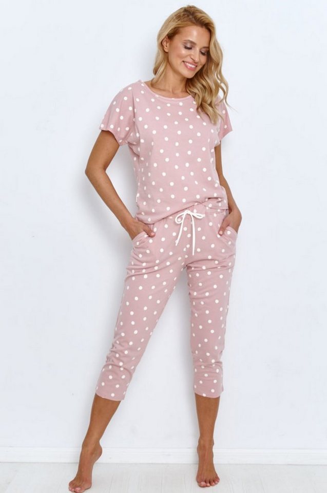 Mademoiselle Sommeil Capri-Pyjama 3/4 Schlafanzug in altrosa mit weißen Punkten (2 tlg., 1 Stück) von Mademoiselle Sommeil
