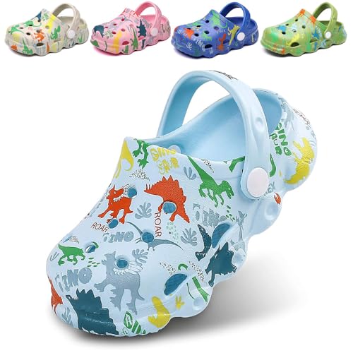 Clogs Kinder Jungen Mädchen Pantoletten Dinosaurier rutschfeste Gartenschuhe atmungsaktive Sommer Hausschuhe Sandalen von DRECAGE