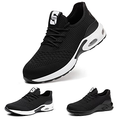 DRECAGE Arbeitsschuhe Herren Sicherheitsschuhe Damen Leichte Atmungsaktive Stahlkappenschuhe Sportlich Schutzschuhe rutschfest 41 EU Für Fußlänge 255mm von DRECAGE