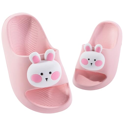 DRECAGE Badelatschen Kinder Mädchen Badeschlappen Jungen Weiche Rutschfeste Badesandalen Sommer Badeschuhe Hausschuhe Rosa Bunny 24-25 EU von DRECAGE