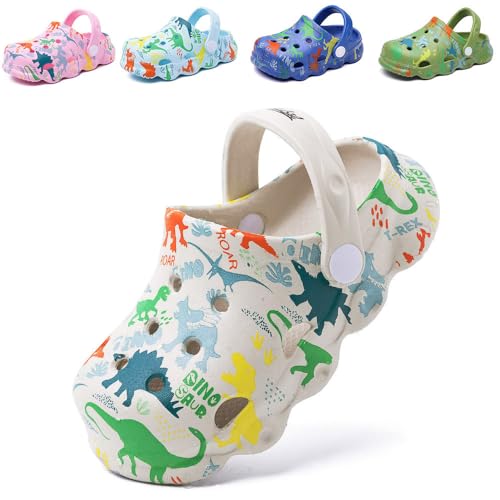 Clogs Kinder Jungen Mädchen Pantoletten Dinosaurier rutschfeste Gartenschuhe atmungsaktive Sommer Hausschuhe Sandalen von DRECAGE