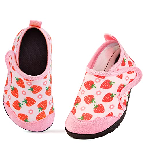 DRECAGE Kinder Badeschuhe Schnell Trocknend Wasserschuhe Mädchen Jungen Schnell Trocknend Aquaschuhe Barfußschuhe Kleinkinder Barfußschuhe Strandschuhe Schwimmschuhe Pink Herstellergr. 170 26-27 EU von DRECAGE