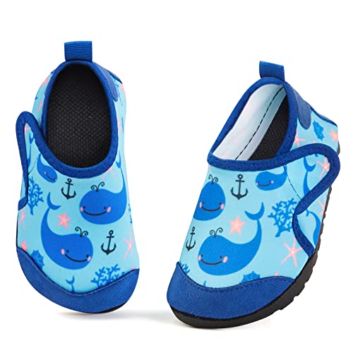 DRECAGE Kinder Badeschuhe Schnell Trocknend Wasserschuhe Mädchen Jungen Schnell Trocknend Aquaschuhe Barfußschuhe Kleinkinder Barfußschuhe Strandschuhe Schwimmschuhe Blau Herstellergr. 170 26-27 EU von DRECAGE