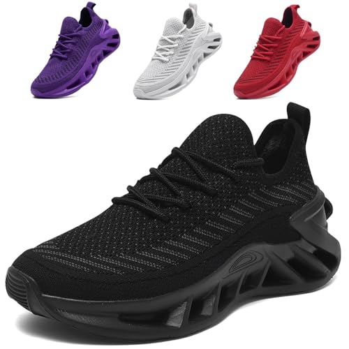 DRECAGE Laufschuhe Herren Turnschuhe Damen Straßenlaufschuhe Fitness Jogging Outdoor Fashion Sneaker Atmungsaktiv Leichte Sportschuhe Schwarz 38 EU von DRECAGE