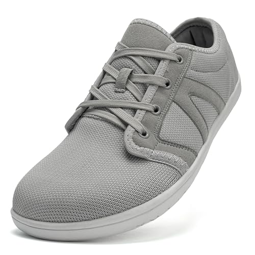 DRECAGE Unisex Barfußschuhe Herren Barfuss Schuhe Damen Leicht Atmungsaktiv Barfussschuhe mit Breiter Zehenbox Grau 41 EU von DRECAGE