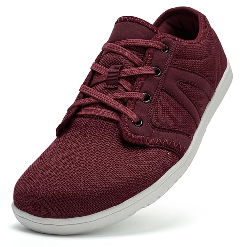 DRECAGE Unisex Barfußschuhe Herren Barfuss Schuhe Damen Leicht Atmungsaktiv Barfussschuhe mit Breiter Zehenbox Rot 39 EU von DRECAGE