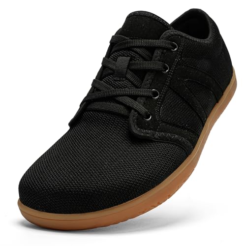 DRECAGE Unisex Barfußschuhe Herren Barfuss Schuhe Damen Leicht Atmungsaktiv Barfussschuhe mit Breiter Zehenbox Schwarz 36 EU von DRECAGE