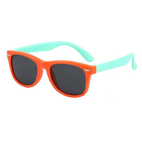 DRERIO Kinder Sonnenbrille Kinder flexible Rahmen Kinder Sonnenbrille polarisierte Sonnenbrille Baby Silikon Sonnenbrille Rahmen für Jungen und Mädchen 3-8 Jahre alt mit UV-Schutz (Orange-Grün) von DRERIO