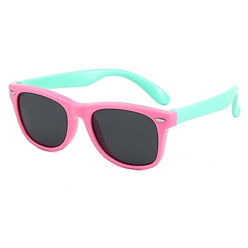 DRERIO Kinder Sonnenbrille Kinder flexible Rahmen Kinder Sonnenbrille polarisierte Sonnenbrille Baby Silikon Sonnenbrille Rahmen für Jungen und Mädchen 3-8 Jahre alt mit UV-Schutz (Rosa-Grün) von DRERIO