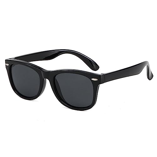 DRERIO Kinder Sonnenbrille Kinder flexible Rahmen Kinder Sonnenbrille polarisierte Sonnenbrille Baby Silikon Sonnenbrille Rahmen für Jungen und Mädchen 3-8 Jahre alt mit UV-Schutz (Schwarz) von DRERIO