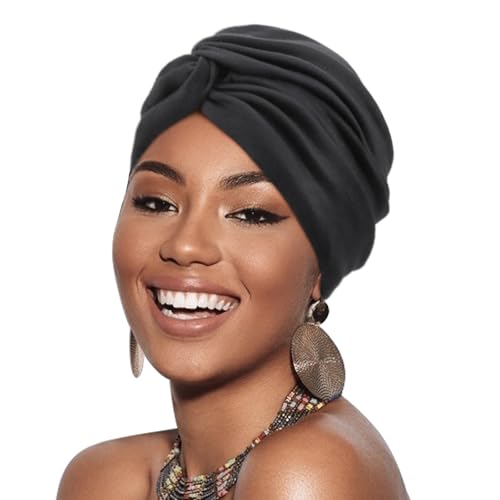 DRESHOW 1 Stück Afrikanischer Damen Turban Doppelt Geflecht Kopfbedeckung Kopftücher Chemo Kappe Vorgebunden Beanie Mütze Kopfwickel Schlafmütze von DRESHOW