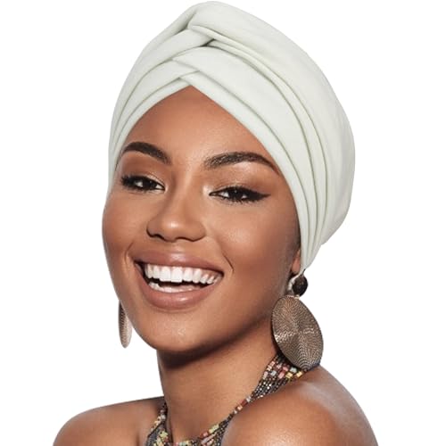 DRESHOW 1 Stück Afrikanischer Damen Turban Doppelt Geflecht Kopfbedeckung Kopftücher Chemo Kappe Vorgebunden Beanie Mütze Kopfwickel Schlafmütze von DRESHOW