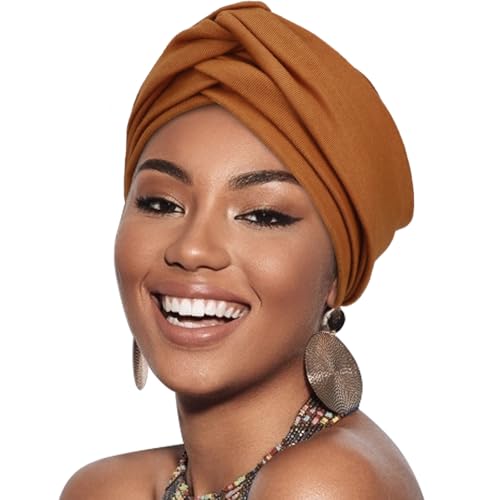 DRESHOW 1 Stück Afrikanischer Damen Turban Doppelt Geflecht Kopfbedeckung Kopftücher Chemo Kappe Vorgebunden Beanie Mütze Kopfwickel Schlafmütze von DRESHOW