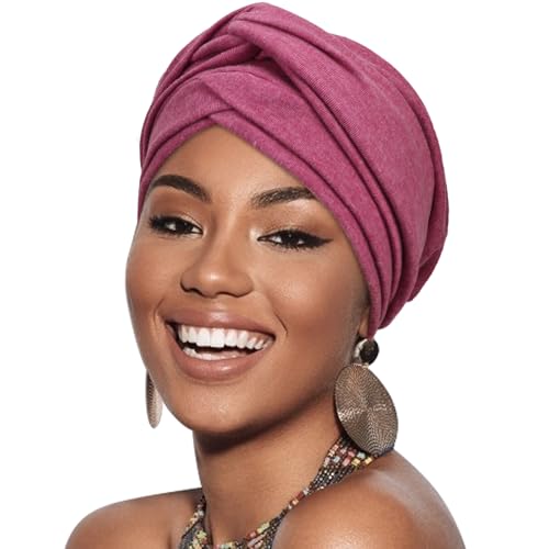 DRESHOW 1 Stück Afrikanischer Damen Turban Doppelt Geflecht Kopfbedeckung Kopftücher Chemo Kappe Vorgebunden Beanie Mütze Kopfwickel Schlafmütze von DRESHOW