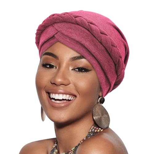 DRESHOW 1 Stück Afrikanischer Damen Turban Geflecht Kopfbedeckung Kopftücher Chemo Kappe Vorgebunden Beanie Mütze Kopfwickel Schlafmütze von DRESHOW