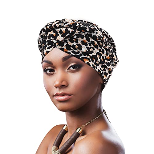 DRESHOW 1 Stück Afrikanischer Damen Turban Geflecht Kopfbedeckung Kopftücher Chemo Kappe Vorgebunden Beanie Mütze Kopfwickel Schlafmütze von DRESHOW