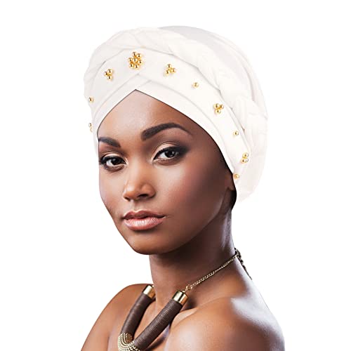 DRESHOW 1 Stück Afrikanischer Damen Turban Geflecht Kopfbedeckung Kopftücher Chemo Kappe Vorgebunden Beanie Mütze Kopfwickel Schlafmütze von DRESHOW