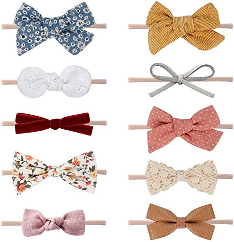 DRESHOW 10 Stück Baby Haarband Baby Stirnbänder Baby Mädchen Nylon Stirnband Neugeborene Kleinkinder Haarbänder und Bögen Kinder Haarschmuck von DRESHOW