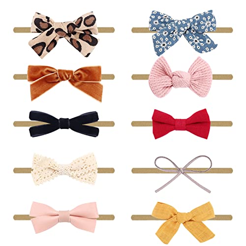 DRESHOW 10 Stück Baby Haarband Baby Stirnbänder Baby Mädchen Nylon Stirnband Neugeborene Kleinkinder Haarbänder und Bögen Kinder Haarschmuck von DRESHOW