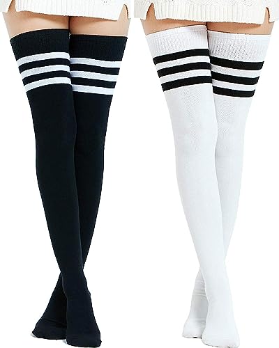 DRESHOW Damen Extra Lange Socken Überknie Lange Kniestrümpfe Overknee Strümpfe Retro Schüler Überknie Strick Socken von DRESHOW