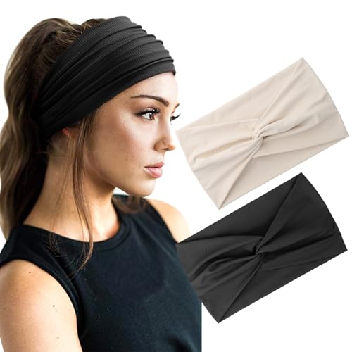 DRESHOW 2 Stück Damen Stirnband Elastische Weiche Stirnbänder Kopfband Haarband Kopf Wickeln Niedlich Haarschmuck für Alltag Yoga Sport Fitness DRESHOW 2 Stück Damen Stirnband Elastische Weiche Stirnbänder Kopfband Haarband Kopf Wickeln Niedlich Haarschmuck für Alltag Yoga Sport Fitness von DRESHOW