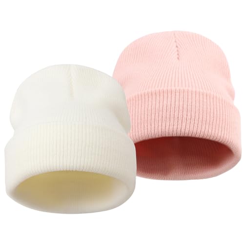 DRESHOW 2 Stück Kleinkind Beanie Kinder Wintermützen Kinder Weich Stricken Unisex-Mütze für Baby Jungen Mädchen Warm Mütze Mützen für 6 Monate-7 Jahre von DRESHOW