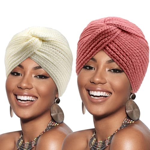 DRESHOW 2 Stücke Afrikanischen Turban für Damen Soft Vorgebunden Knot Mode Plissee Turban Hut Mütze Kopfwickel Schlafmütze DRESHOW 2 Stücke Afrikanischen Turban für Damen Soft Vorgebunden Knot Mode Plissee Turban Hut Mütze Kopfwickel Schlafmütze von DRESHOW