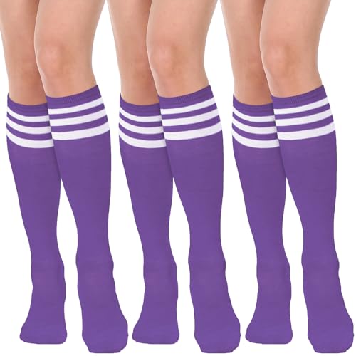 DRESHOW 3 Paar Damen Mädchen Kniestrümpfe Sportsocken Strümpfe Strümpfe Laufsocken Volleyball Cosplay Streifen Strumpf DRESHOW 3 Paar Damen Mädchen Kniestrümpfe Sportsocken Strümpfe Strümpfe Laufsocken Volleyball Cosplay Streifen Strumpf von DRESHOW