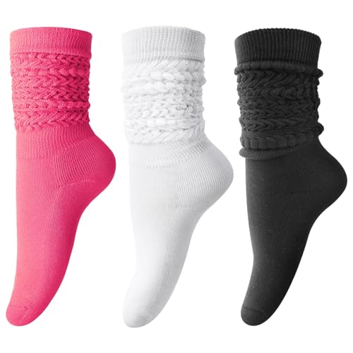 DRESHOW Damen Slouch Socken Extra Lange Scrunch Kniehohe Stiefelsocken Weiche Scrunch Socken Stricken Baumwolle Knie hoch Stiefelsocken von DRESHOW