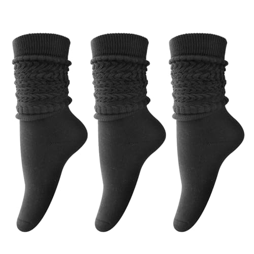 DRESHOW Damen Slouch Socken Extra Lange Scrunch Kniehohe Stiefelsocken Weiche Scrunch Socken Stricken Baumwolle Knie hoch Stiefelsocken von DRESHOW