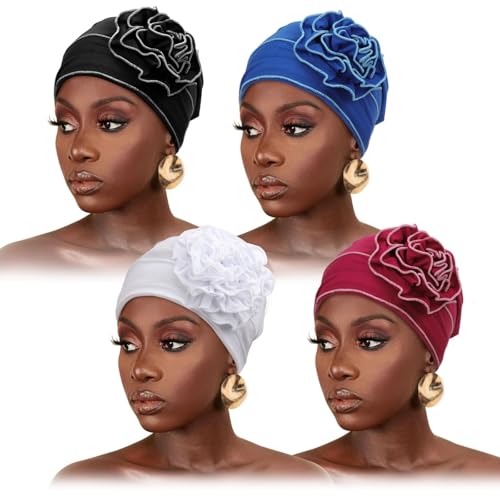 DRESHOW Damen Chemo Mütze, Weiche Krebs Kopfbedeckung, Elastische Krebs Mützen mit Blumen für Damen mit Haarausfall DRESHOW Damen Chemo Mütze, Weiche Krebs Kopfbedeckung, Elastische Krebs Mützen mit Blumen für Damen mit Haarausfall von DRESHOW