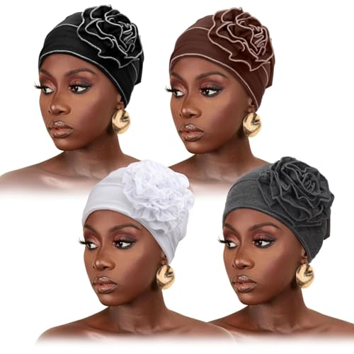 DRESHOW Damen Chemo Mütze, Weiche Krebs Kopfbedeckung, Elastische Krebs Mützen mit Blumen für Damen mit Haarausfall DRESHOW Damen Chemo Mütze, Weiche Krebs Kopfbedeckung, Elastische Krebs Mützen mit Blumen für Damen mit Haarausfall von DRESHOW
