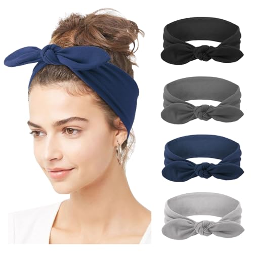 DRESHOW 4 Stück Damen Stirnband Kopfband Haarband Turban Elastische Stirnband Haarbänder Haarschmuck für Mädchen von DRESHOW