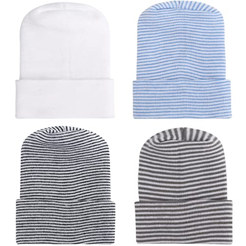 DRESHOW 4 Stück Neugeborenen Krankenhaus Hut Infant Baby Hut Mütze Mit Großen Bogen Weichen Niedlichen Knot Kindergarten Mütze von DRESHOW