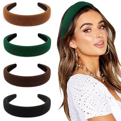 DRESHOW Haarreifen Damen Mädchen 4 Stück Verknotet Stirnband Haarreif Damen Boho Breite Haarbänder Anti-Rutsch Haarreifen von DRESHOW