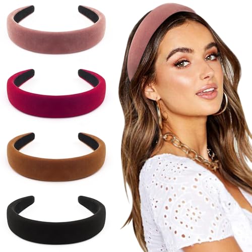 DRESHOW Haarreifen Damen Mädchen 4 Stück Verknotet Stirnband Haarreif Damen Boho Breite Haarbänder Anti-Rutsch Haarreifen von DRESHOW