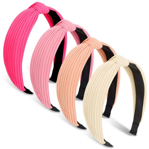 DRESHOW Haarreifen Damen Mädchen 4 Stück Verknotet Stirnband Haarreif Damen Boho Breite Haarbänder Anti-Rutsch Haarreifen von DRESHOW