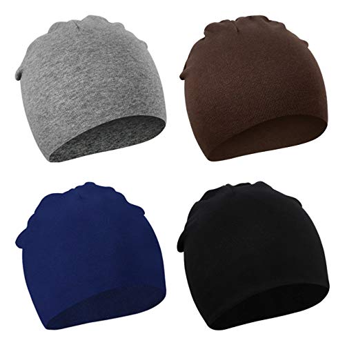 DRESHOW 4 Stücke Unisex Hut Junge Mütze Frühling Mützchen Kleinkind Wendemütze Jersey Slouch Beanie Bekleidung Infant Kindergarten von DRESHOW