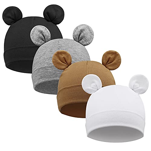 DRESHOW 4 Stücke Unisex Hut Junge Mütze Frühling Mützchen Kleinkind Wendemütze Jersey Slouch Beanie Bekleidung Infant Hut Kindergarten von DRESHOW