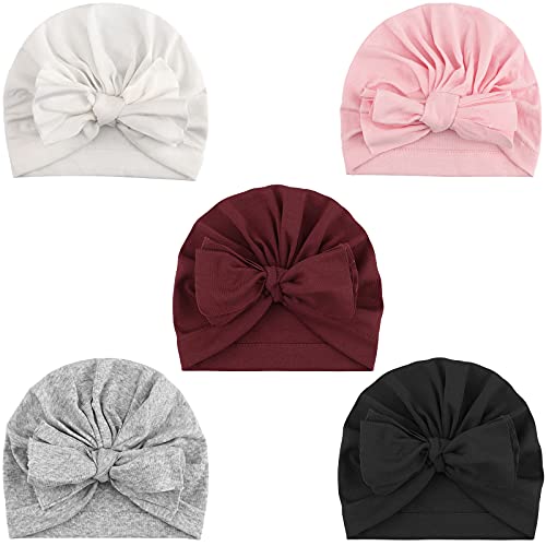 DRESHOW 5 Stück Baby Turban Hüte Turban Brötchen Knoten Baby Infant Beanie Baby Mädchen Weiche Nette Kleinkind Mütze von DRESHOW