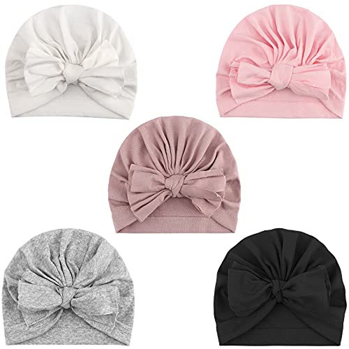 DRESHOW 5 Stück Baby Turban Hüte Turban Brötchen Knoten Baby Infant Beanie Baby Mädchen Weiche Nette Kleinkind Mütze von DRESHOW