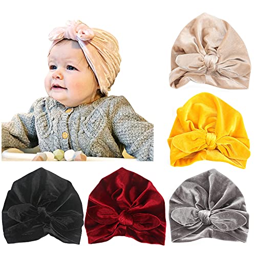 DRESHOW 5 Stück Baby Turban Tuch Hut Baby Mädchen Weiche Nette Kleinkind Cap Hut Knoten Kaninchen Krankenhaus Hut von DRESHOW