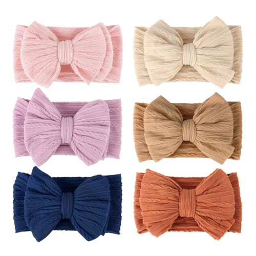 DRESHOW 6 Stück Baby Haarband Baby Stirnbänder Baby Mädchen Nylon Stirnband Neugeborene Kleinkinder Haarbänder und Bögen Kinder Haarschmuck von DRESHOW