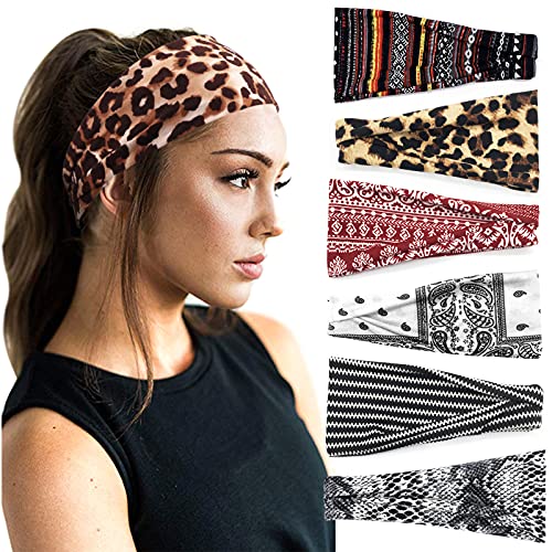 DRESHOW 6 Stück Damen Stirnband Kopfband Haarband Turban Elastische Stirnband Haarschmuck für Mädchen Alltag Yoga Sport Fitness von DRESHOW