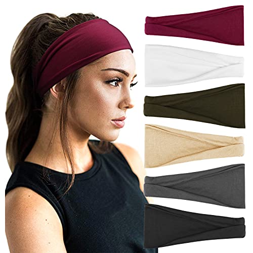 DRESHOW 6 Stück Damen Stirnband Kopfband Haarband Turban Elastische Stirnband Haarschmuck für Mädchen Alltag Yoga Sport Fitness von DRESHOW