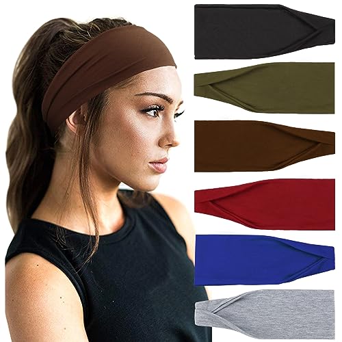 DRESHOW 6 Stück Damen Stirnband Kopfband Haarband Turban Elastische Stirnband Haarschmuck für Mädchen Alltag Yoga Sport Fitness von DRESHOW