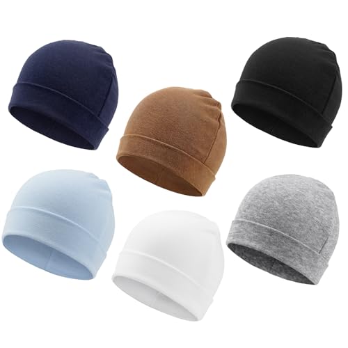 DRESHOW 6 Stücke Neugeborenes Baby Mütze Hut Unisex Mützchen Kleinkind Mütze Kinder Weiche Niedliche Strickmütze Warme Krankenhaus Babymütze für Jungen und Mädchen 0-6 Monate von DRESHOW