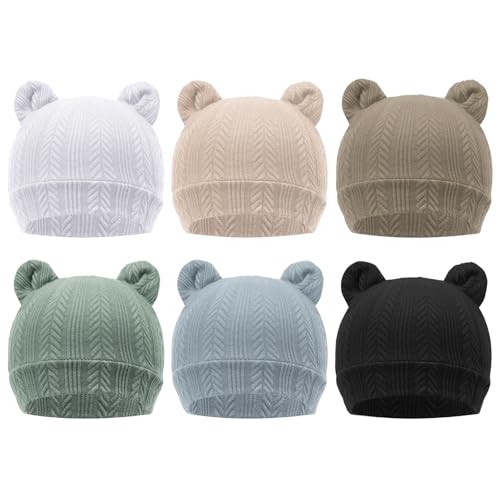 DRESHOW 6 Stücke Unisex Mütze Hut Junge Mütze Frühling Mützchen Kleinkind Wendemütze Jersey Slouch Beanie Bekleidung Unisex Infant Hut Kindergarten Mütze von DRESHOW