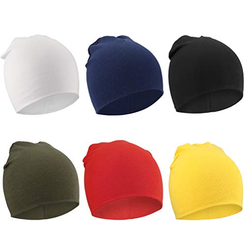 DRESHOW 6 Stücke Unisex Mütze Hut Junge Mütze Frühling Mützchen Kleinkind Wendemütze Jersey Slouch Beanie Bekleidung Unisex Infant Hut Kindergarten Mütze von DRESHOW