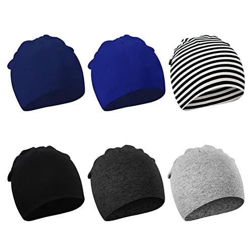 DRESHOW 6 Stücke Unisex Mütze Hut Junge Mütze Frühling Mützchen Kleinkind Wendemütze Jersey Slouch Beanie Bekleidung Unisex Infant Hut Kindergarten Mütze von DRESHOW